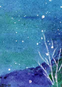 "Winter night" by Shirley Steiner, Richland Center, WI - Watercolor, SOLD